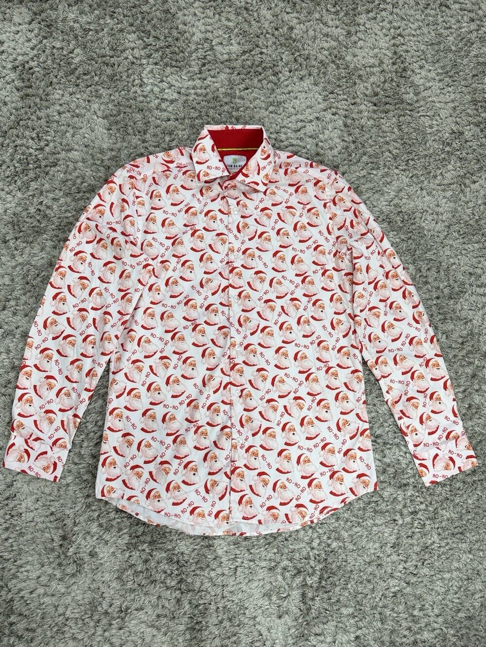 Tom Baine Men’s Shirt Size M Slim Fit Santa Claus Holiday Stretch Button Up